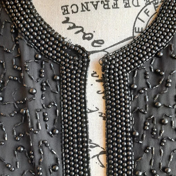 Cote d'Azur Vintage Evening Silk Beaded Jacket - Picture 2 of 6